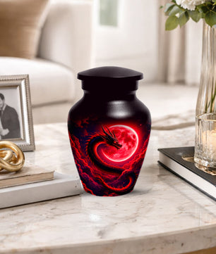 Red Dragon Cremation Urn for Ashes- Personalized Memorial for Dad
