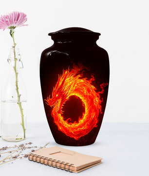 Fire Dragon Urn for Human Ashes, Personalized Dragon Cremation Urn