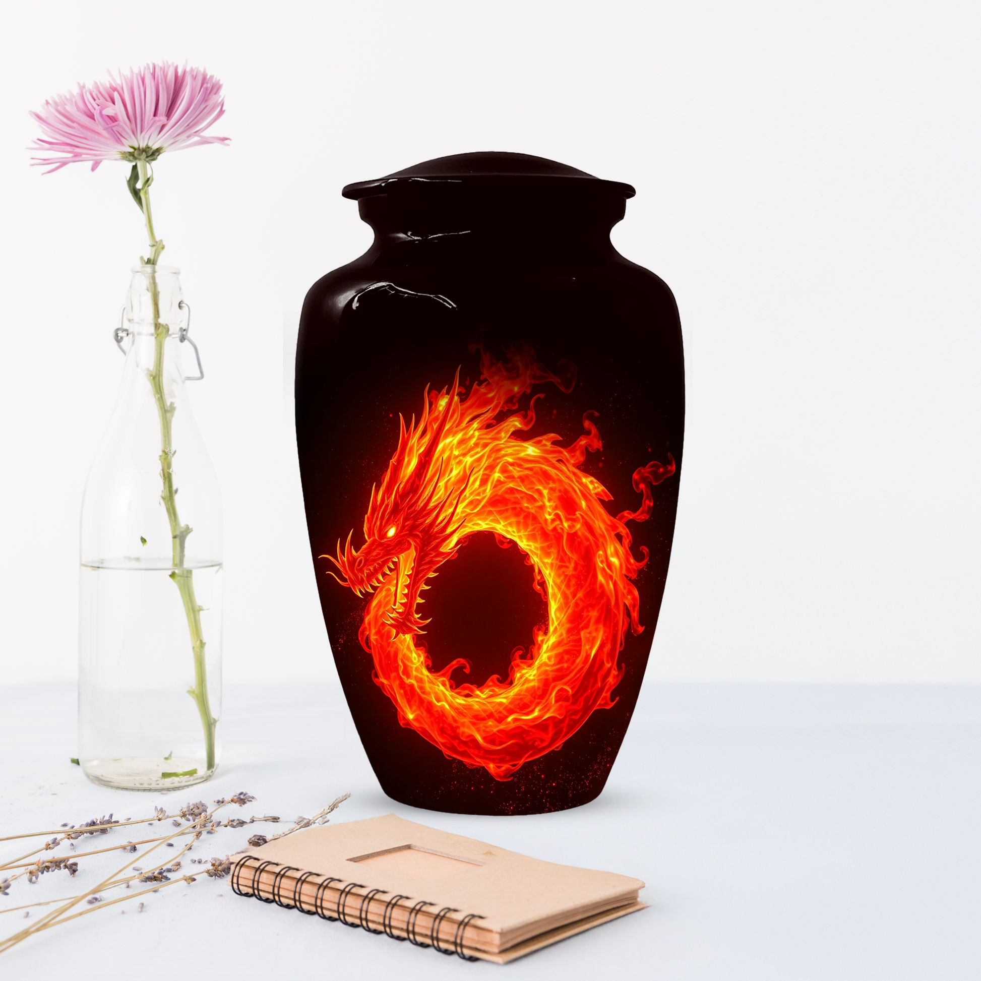 Fire Dragon Urn for Human Ashes, Personalized Dragon Cremation Urn
