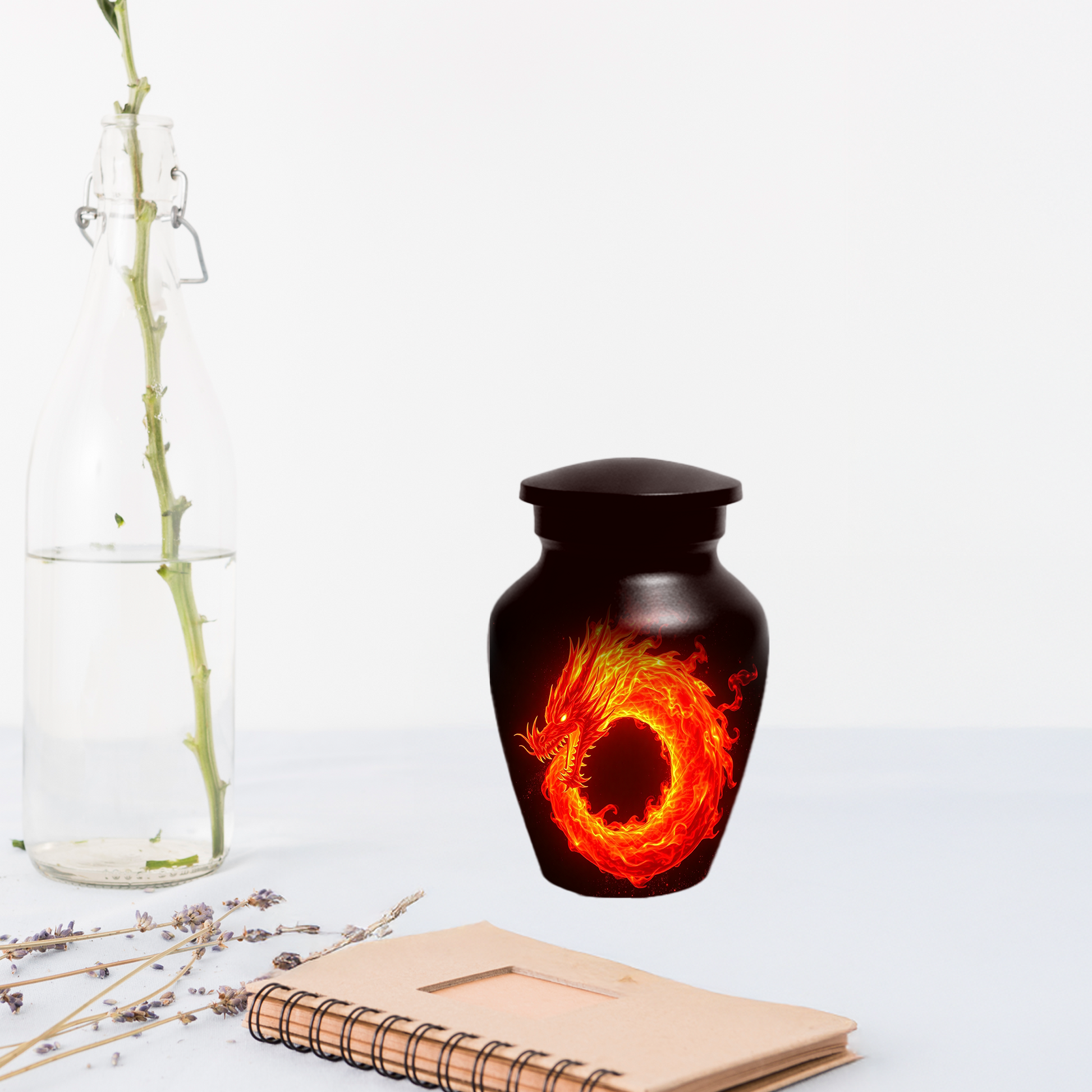Fire Dragon Urn for Human Ashes, Personalized Dragon Cremation Urn