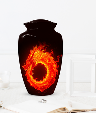 Fire Dragon Urn for Human Ashes, Personalized Dragon Cremation Urn