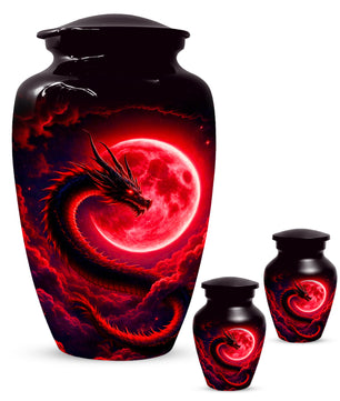 Red Dragon Cremation Urn for Ashes- Personalized Memorial for Dad
