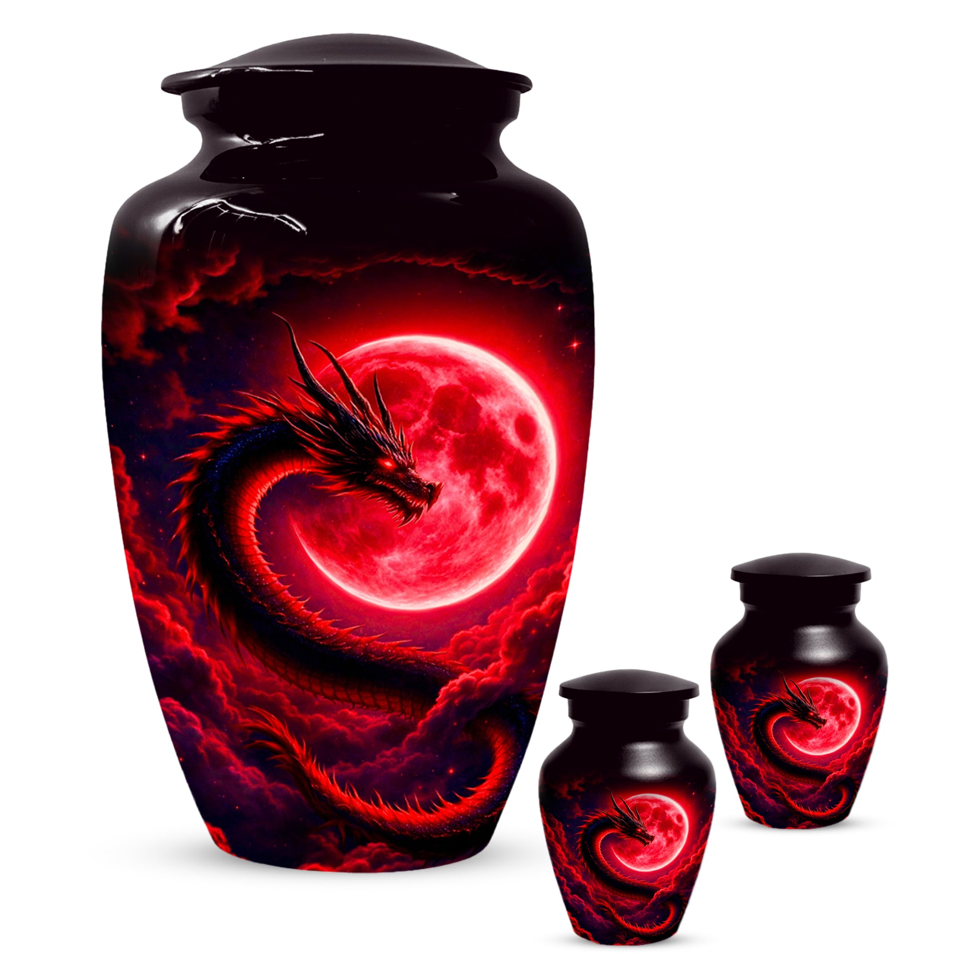 Red Dragon Cremation Urn for Ashes- Personalized Memorial for Dad