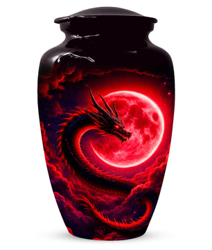 Red Dragon Cremation Urn for Ashes- Personalized Memorial for Dad