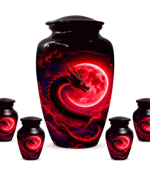 Red Dragon Cremation Urn for Ashes- Personalized Memorial for Dad