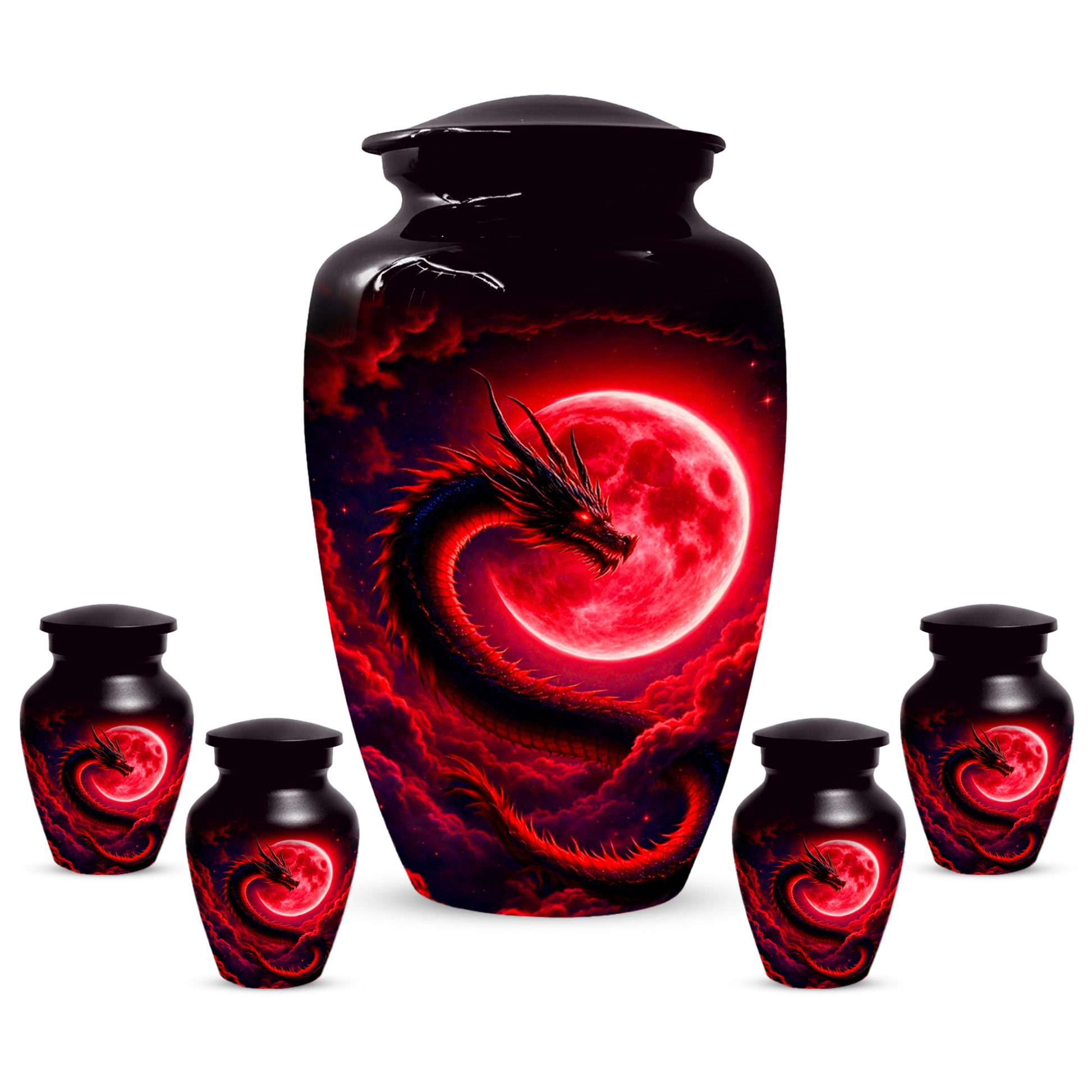 Red Dragon Cremation Urn for Ashes- Personalized Memorial for Dad