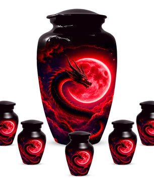 Red Dragon Cremation Urn for Ashes- Personalized Memorial for Dad
