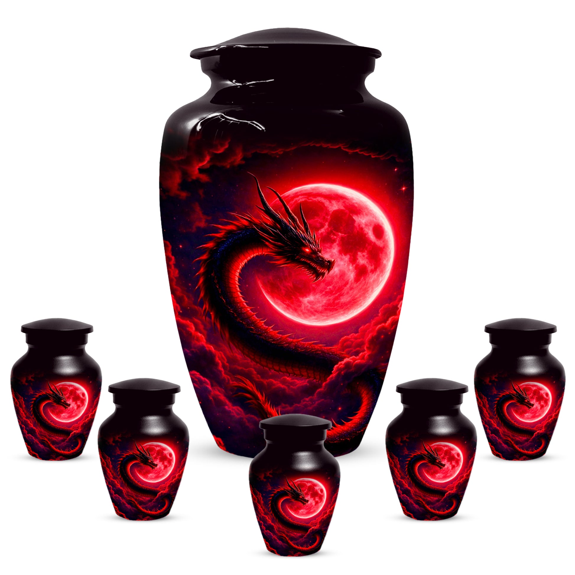 Red Dragon Cremation Urn for Ashes- Personalized Memorial for Dad