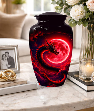 Red Dragon Cremation Urn for Ashes- Personalized Memorial for Dad