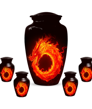 Fire Dragon Urn for Human Ashes, Personalized Dragon Cremation Urn