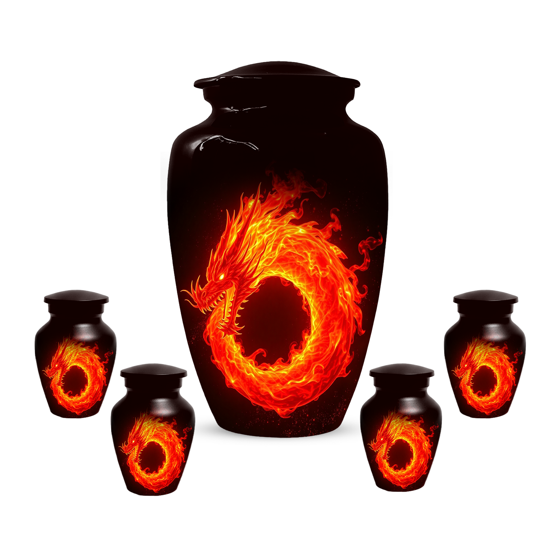 Fire Dragon Urn for Human Ashes, Personalized Dragon Cremation Urn