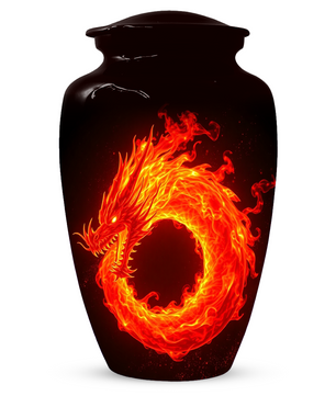 Fire Dragon Urn for Human Ashes, Personalized Dragon Cremation Urn