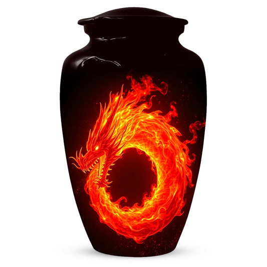 Fire Dragon Urn for Human Ashes, Personalized Dragon Cremation Urn