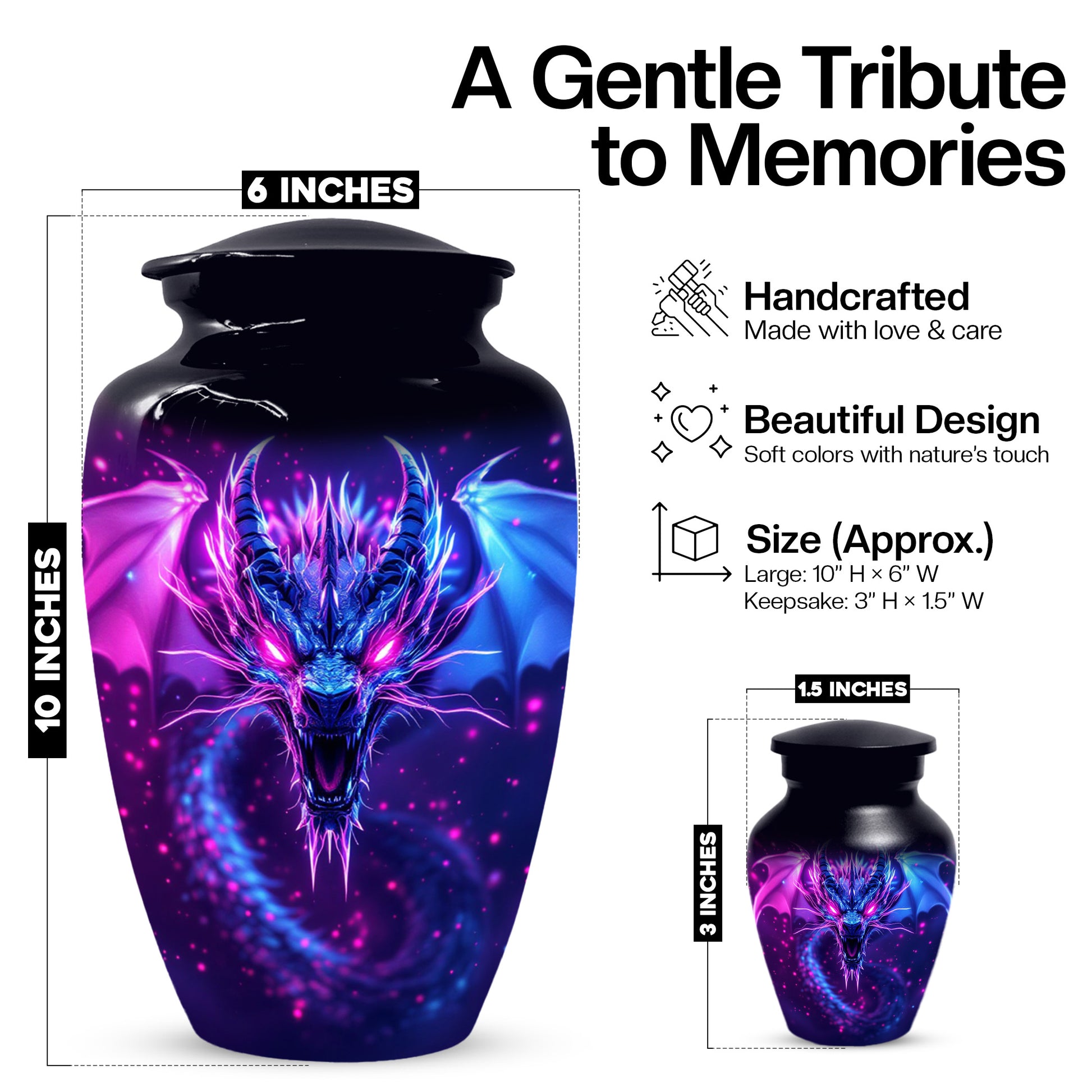 Fantasy Dragon Urns for Dad –  Dragon Cremation Urn Adult Male| Memorial Urn for Father Ashes
