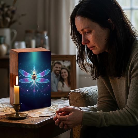Dragonfly Wooden Cremation Urns for Ashes, Memorial Urn for Mom Dad