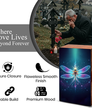 Dragonfly Wooden Cremation Urns for Ashes, Memorial Urn for Mom Dad