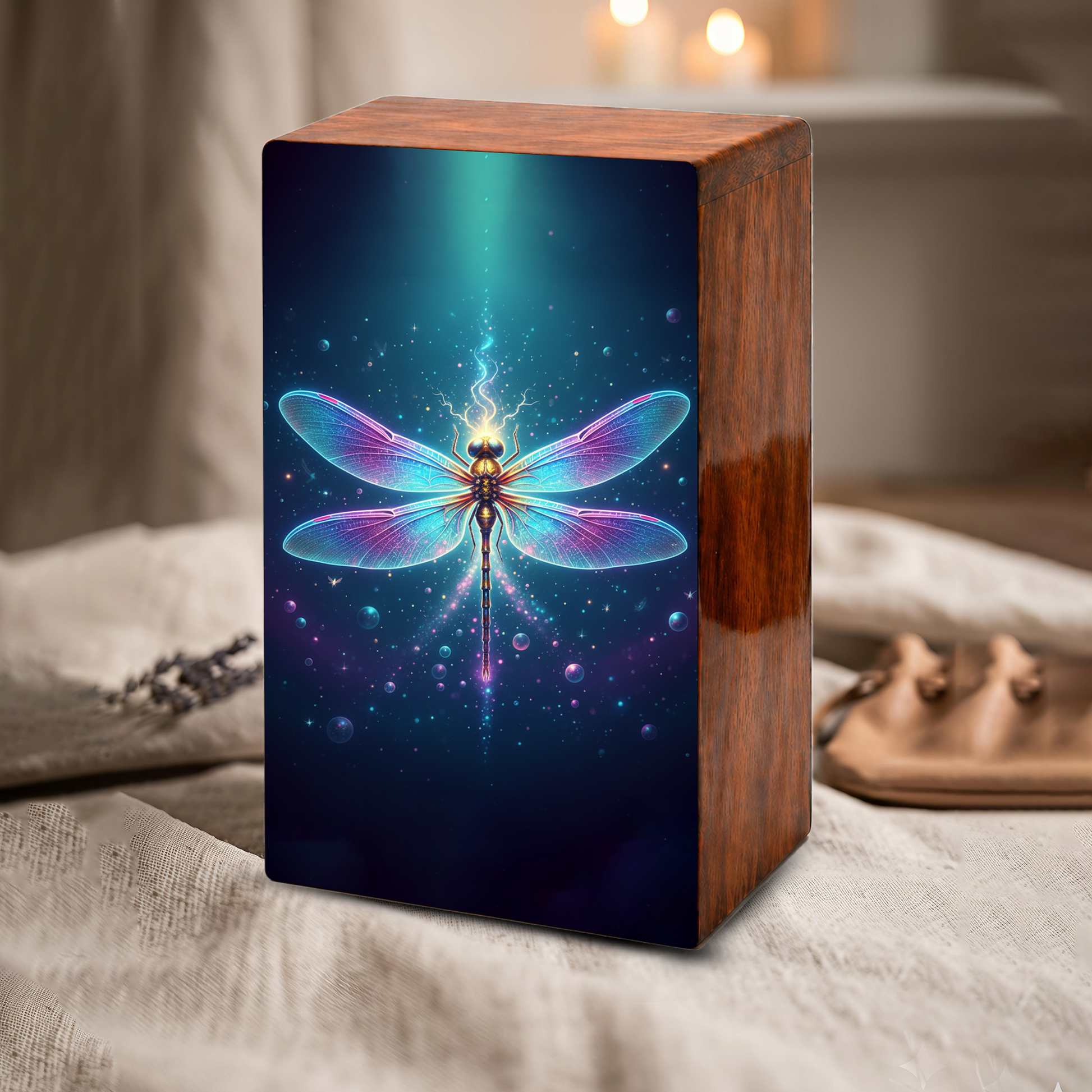 Dragonfly Wooden Cremation Urns for Ashes, Memorial Urn for Mom Dad