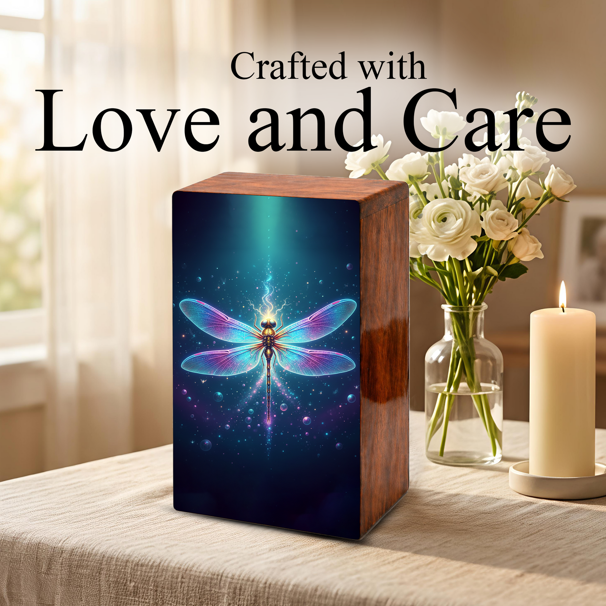 Dragonfly Wooden Cremation Urns for Ashes, Memorial Urn for Mom Dad