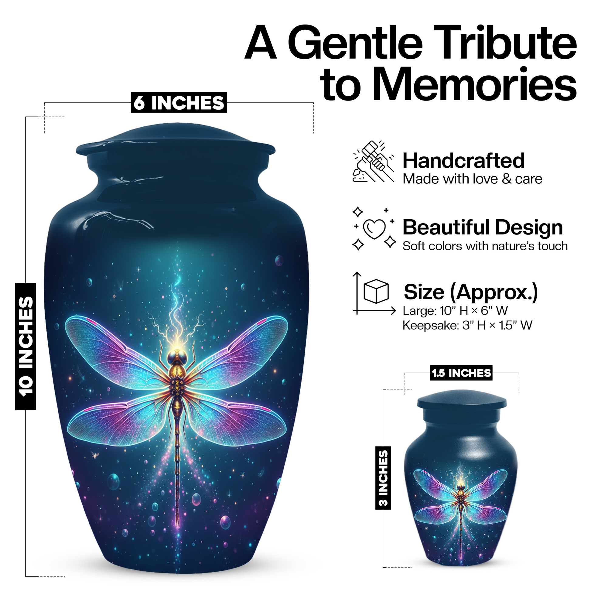 Dragonfly Memorial Urn for Human Ashes, Butterfly Style Cremation Urn for Mom