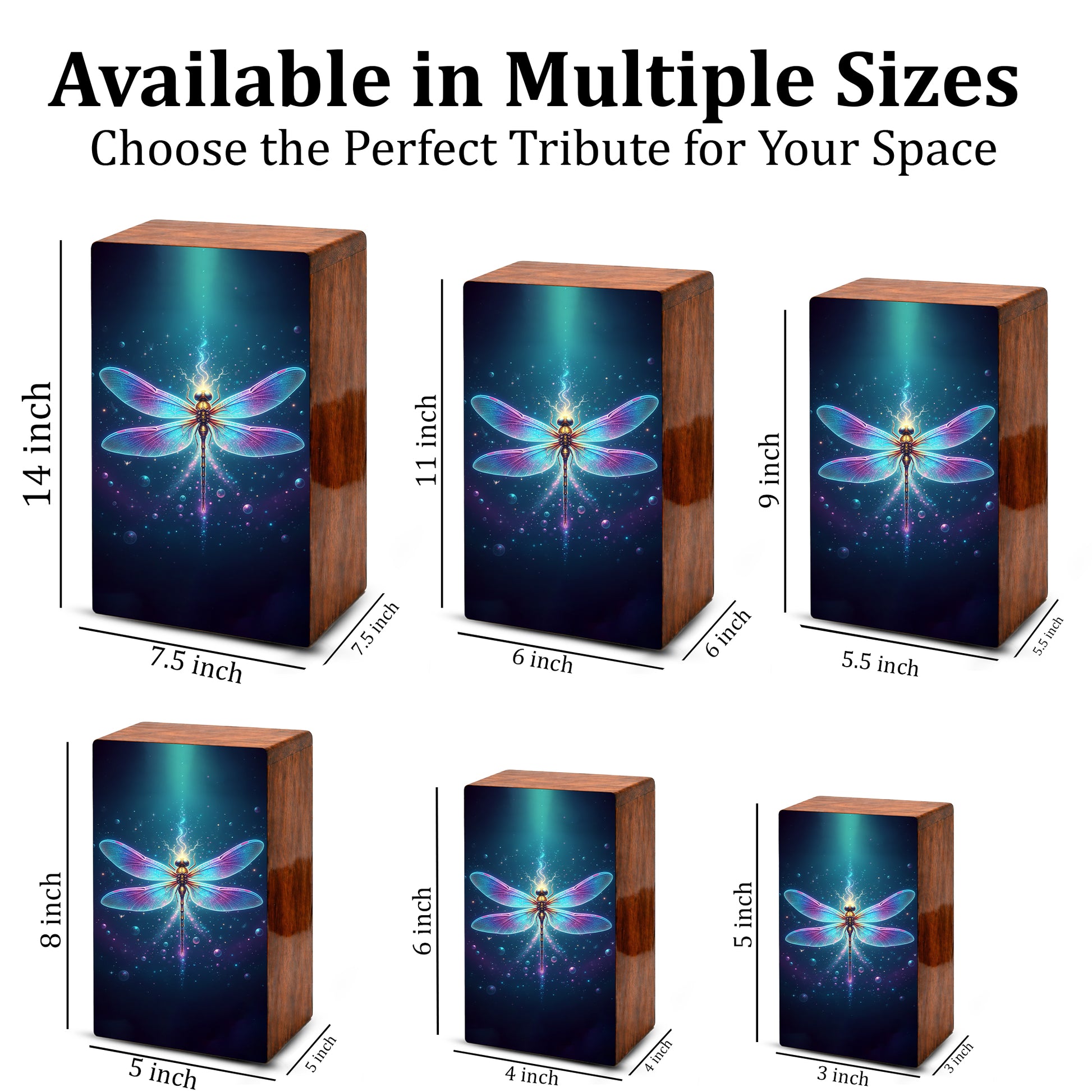 Dragonfly Wooden Cremation Urns for Ashes, Memorial Urn for Mom Dad