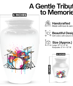 Personalized Drum Set Cremation Urn for Dad – Musician Memorial Urns  for Human Ashes