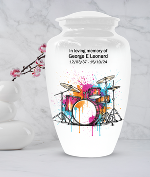 Personalized Drum Set Cremation Urn for Dad – Musician Memorial Urns  for Human Ashes