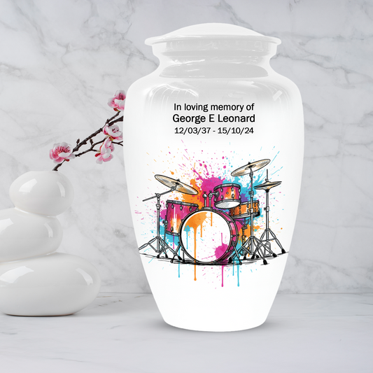 Personalized Drum Set Cremation Urn for Dad – Musician Memorial Urns  for Human Ashes