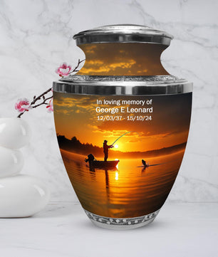 Gone Fishing Urns for Dad Ashes | Fisherman Small Keepsake Urn Set For Adult Male