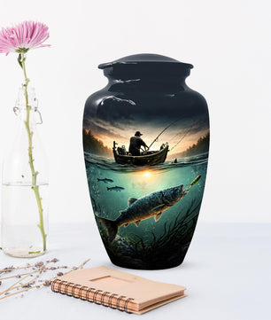 Fishing Urns For Dads Ashes - Fisherman Cremation Urn For Adult Male
