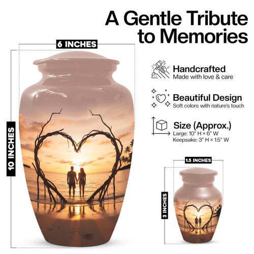 Sunset Beach Couple Urns For Ashes - Extra large Comapanion Urn For Mom and Dad