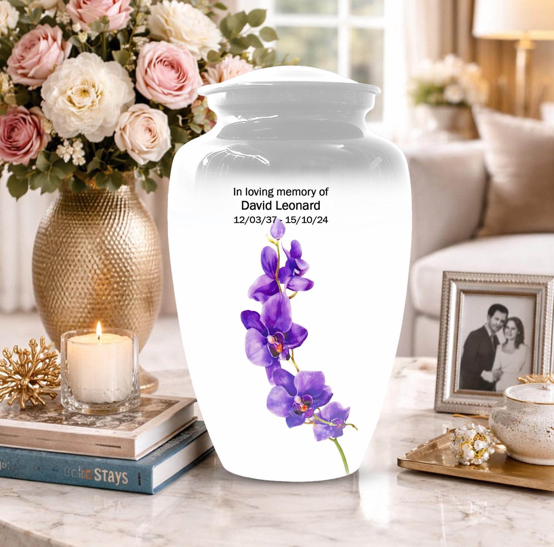 Puprle Orchid Urn For Human Ashes - Flower Mini Urns For Male and Female