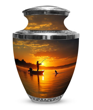 Gone Fishing Urns for Dad Ashes | Fisherman Small Keepsake Urn Set For Adult Male