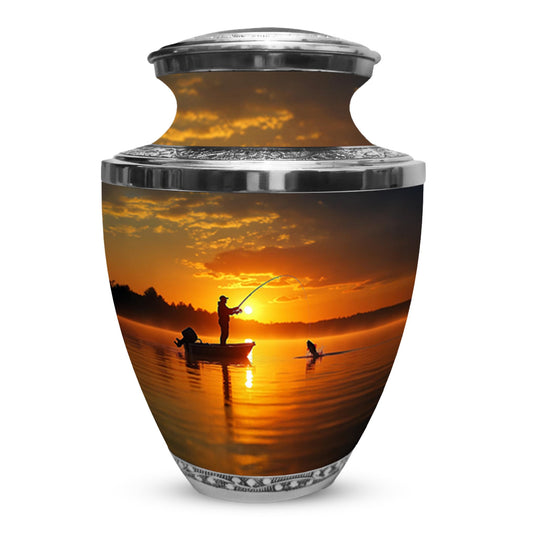 Gone Fishing Urns for Dad Ashes | Fisherman Small Keepsake Urn Set For Adult Male