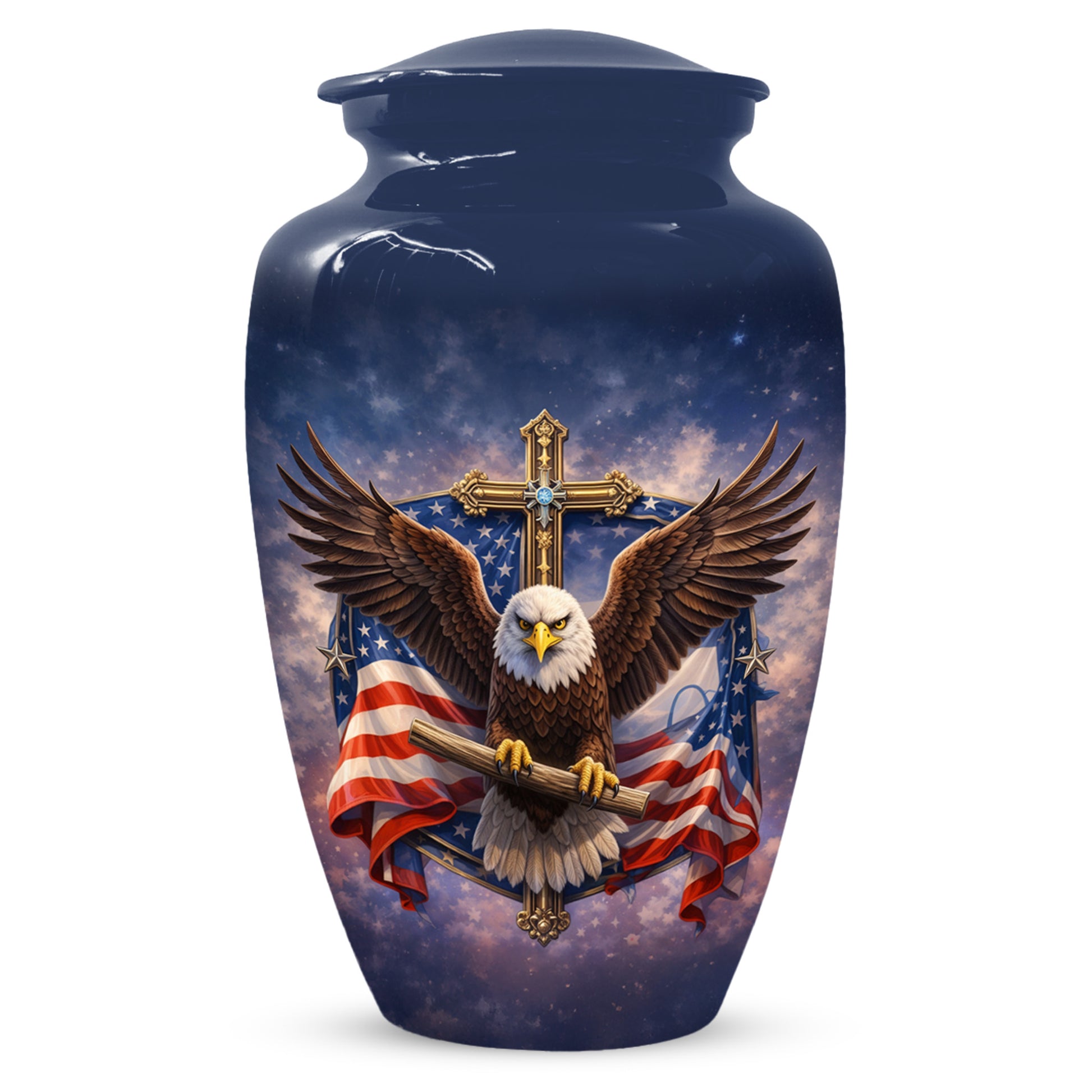 Eagle Cross Urn for Ashes - Patriotic Memorial Keepsake  | Christian Cremation Urn for Father