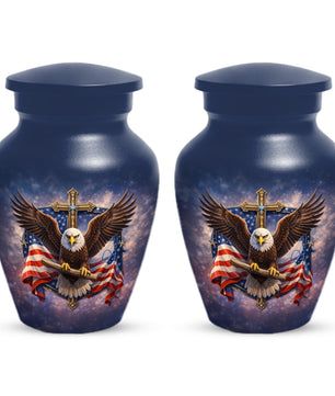 Eagle Cross Urn for Ashes - Patriotic Memorial Keepsake  | Christian Cremation Urn for Father