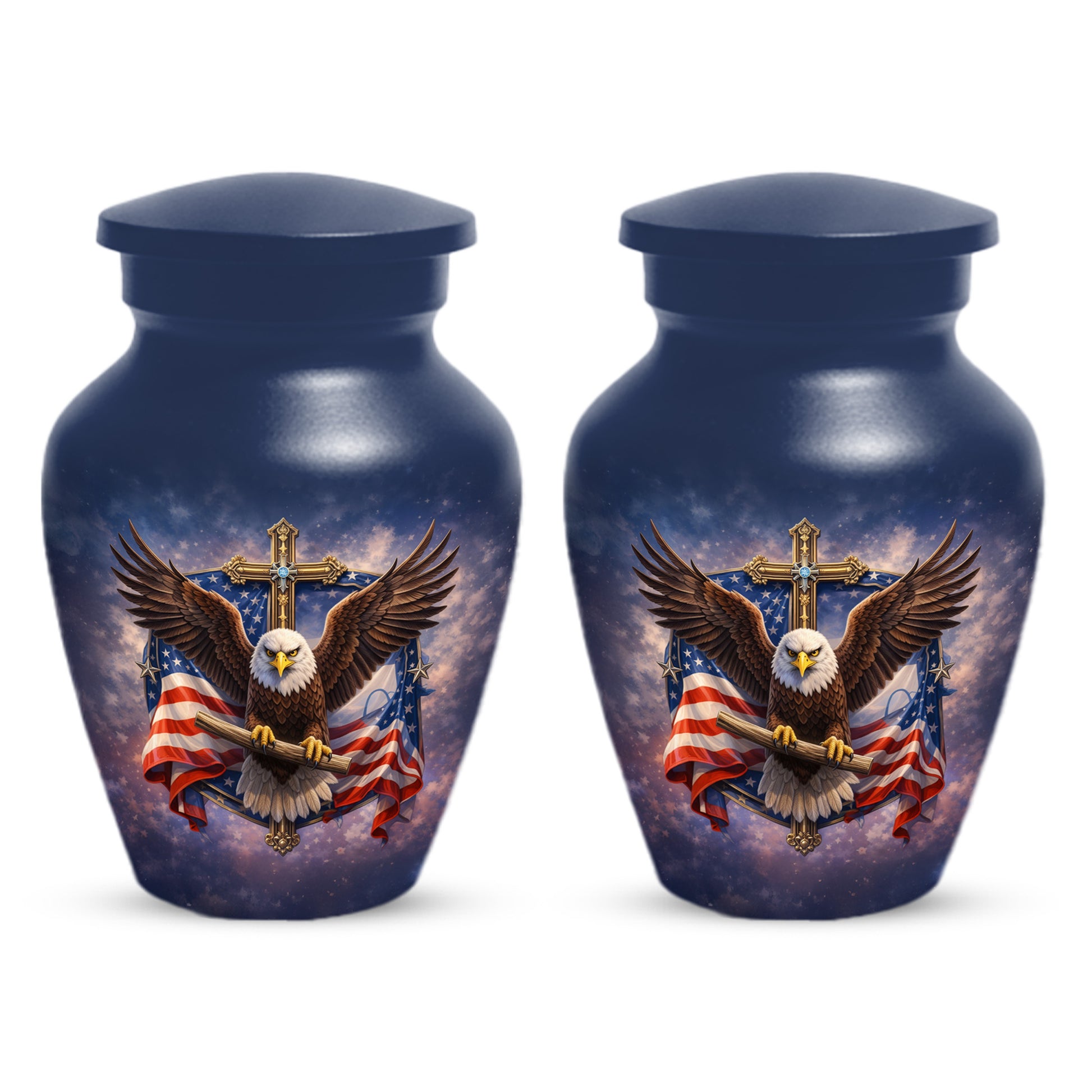 Eagle Cross Urn for Ashes - Patriotic Memorial Keepsake  | Christian Cremation Urn for Father