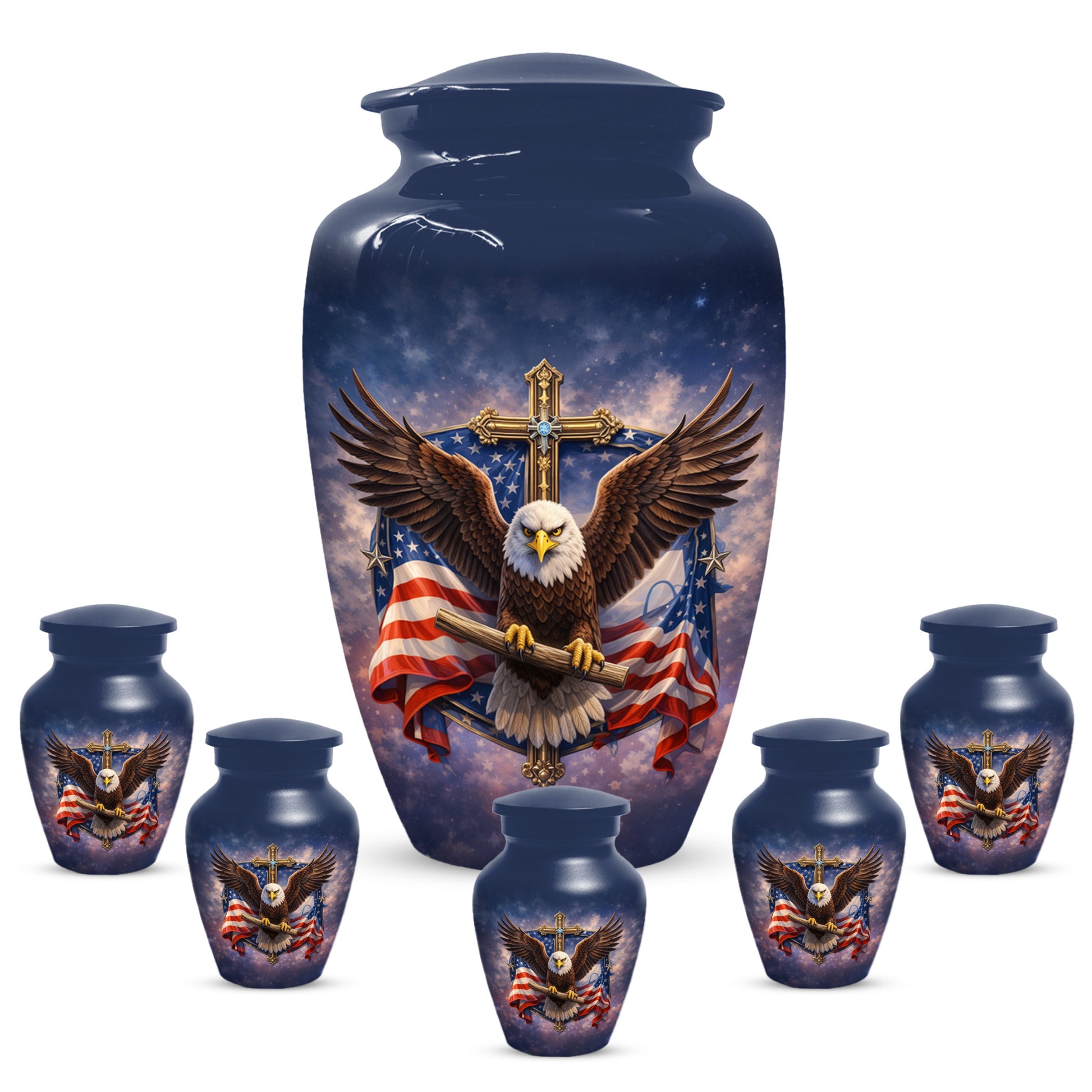 Eagle Cross Urn for Ashes - Patriotic Memorial Keepsake  | Christian Cremation Urn for Father