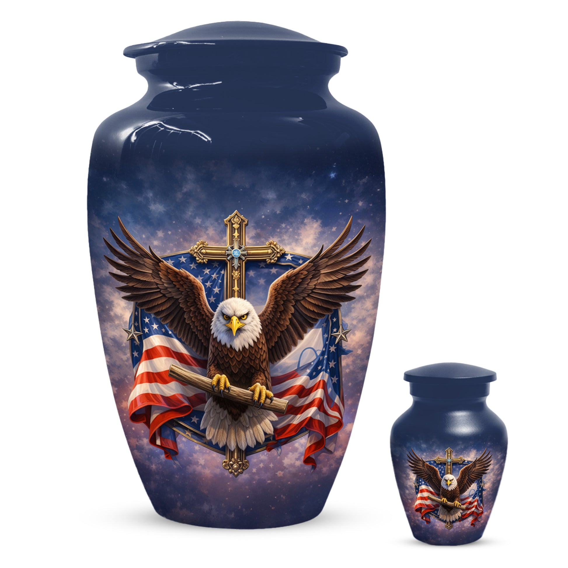 Eagle Cross Urn for Ashes - Patriotic Memorial Keepsake  | Christian Cremation Urn for Father