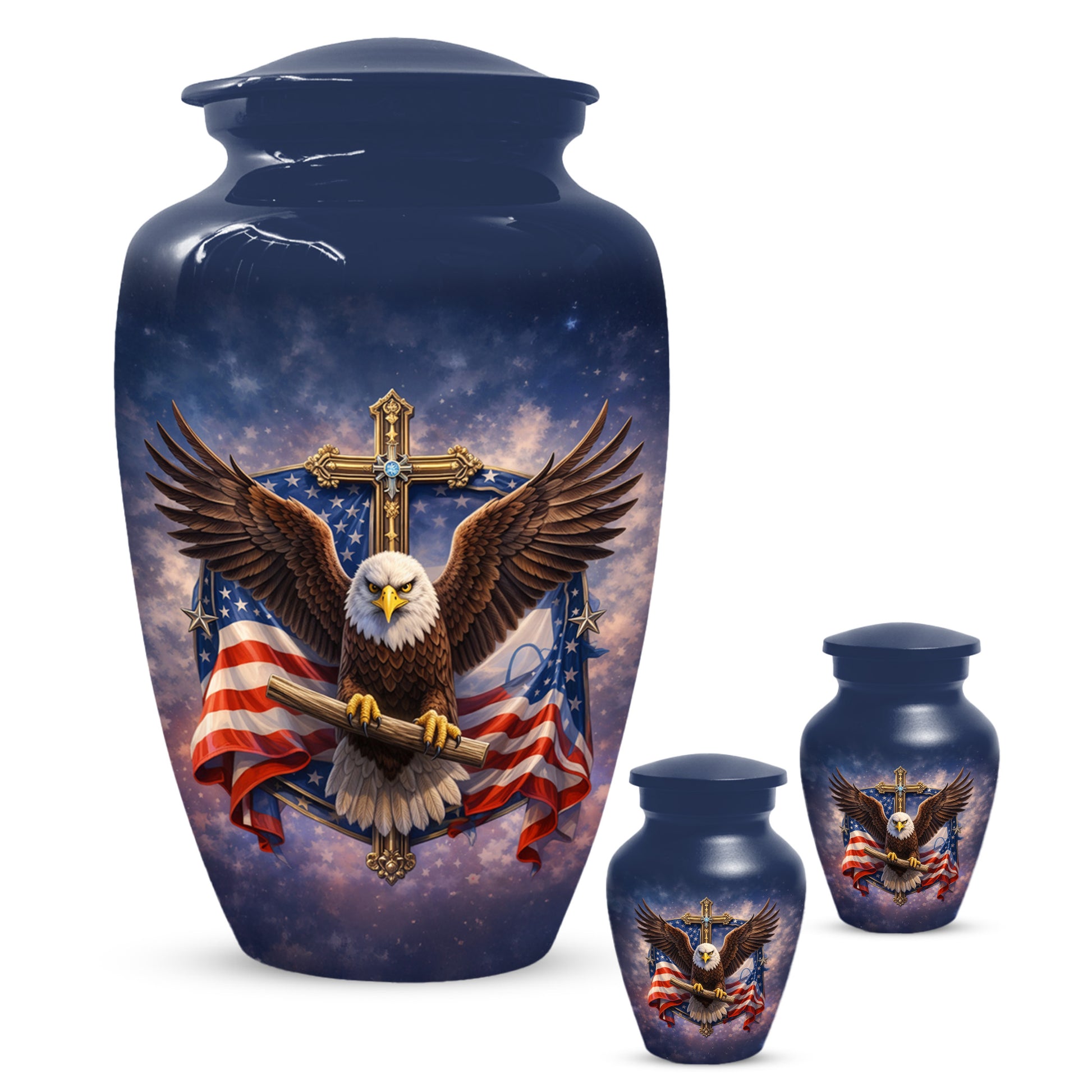 Eagle Cross Urn for Ashes - Patriotic Memorial Keepsake  | Christian Cremation Urn for Father