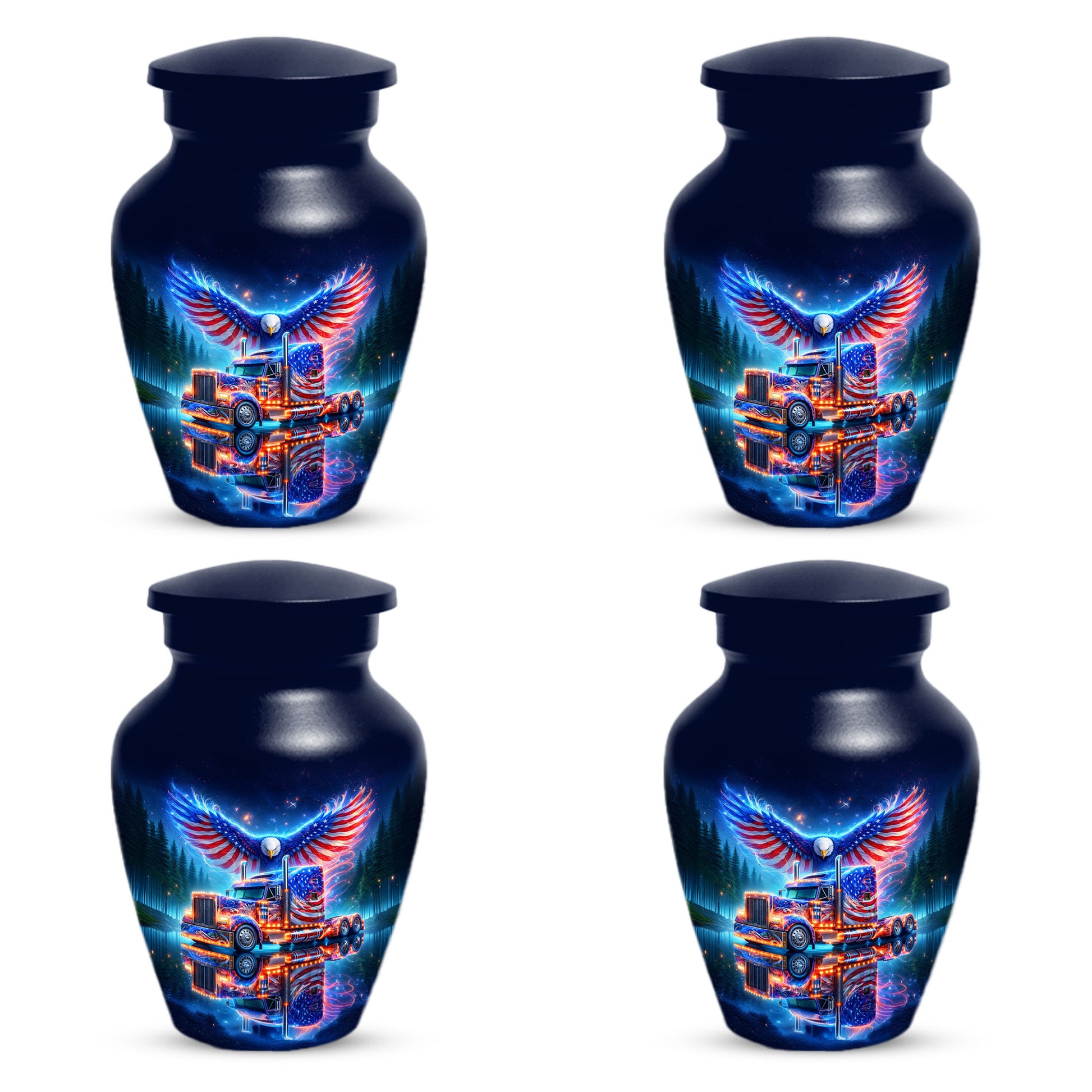Patriotic Eagle Truck Urn for Dad | Personalized Memorial Cremation Urns for Men