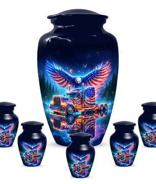 Patriotic Eagle Truck Urn for Dad | Personalized Memorial Cremation Urns for Men