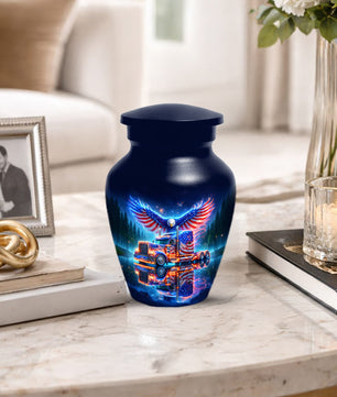 Patriotic Eagle Truck Urn for Dad | Personalized Memorial Cremation Urns for Men