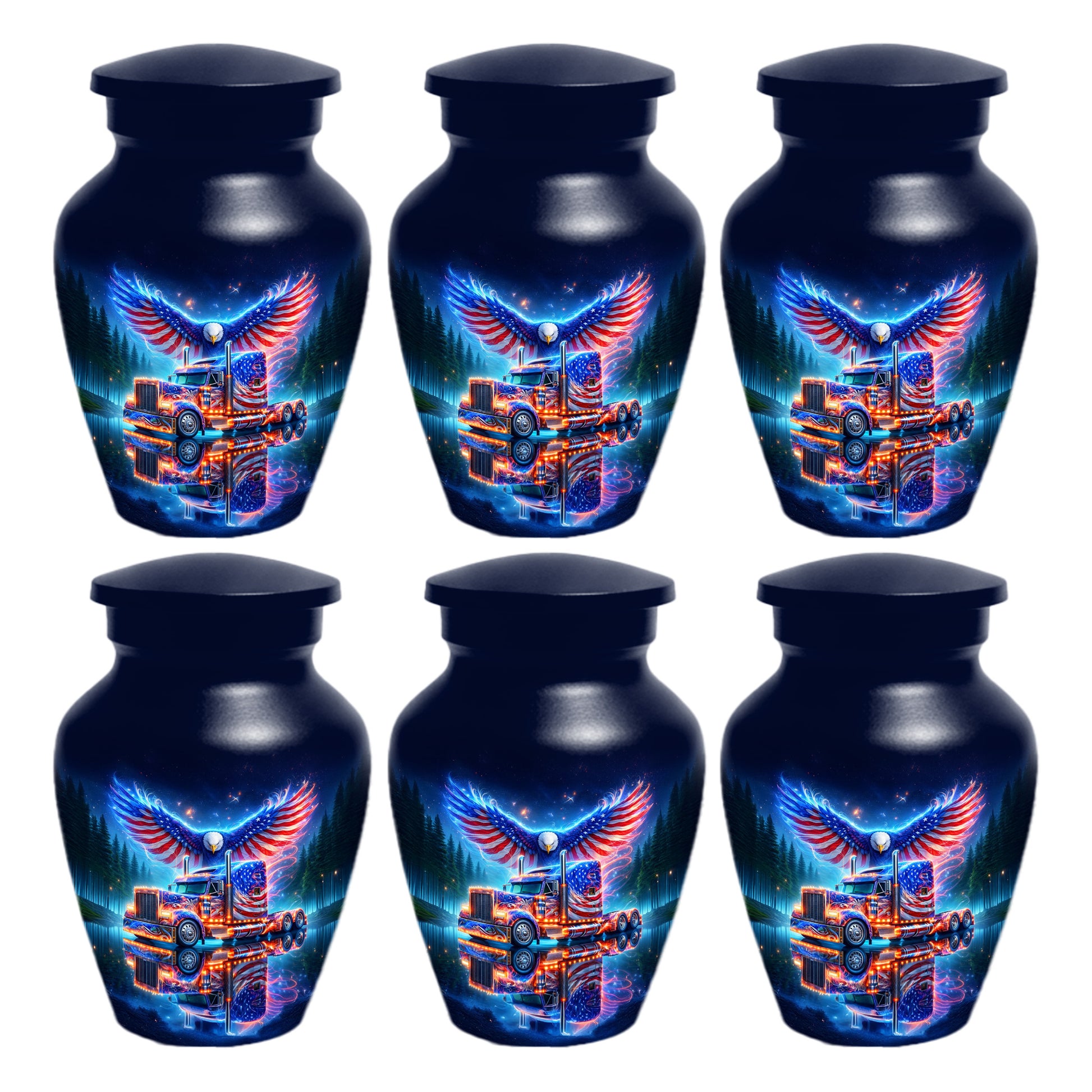 Patriotic Eagle Truck Urn for Dad | Personalized Memorial Cremation Urns for Men