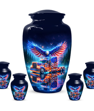 Patriotic Eagle Truck Urn for Dad | Personalized Memorial Cremation Urns for Men