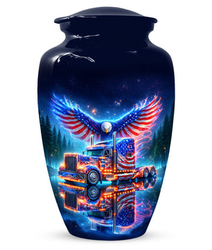 Patriotic Eagle Truck Urn for Dad | Personalized Memorial Cremation Urns for Men