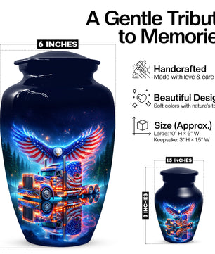 Patriotic Eagle Truck Urn for Dad | Personalized Memorial Cremation Urns for Men