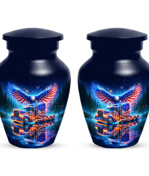 Patriotic Eagle Truck Urn for Dad | Personalized Memorial Cremation Urns for Men