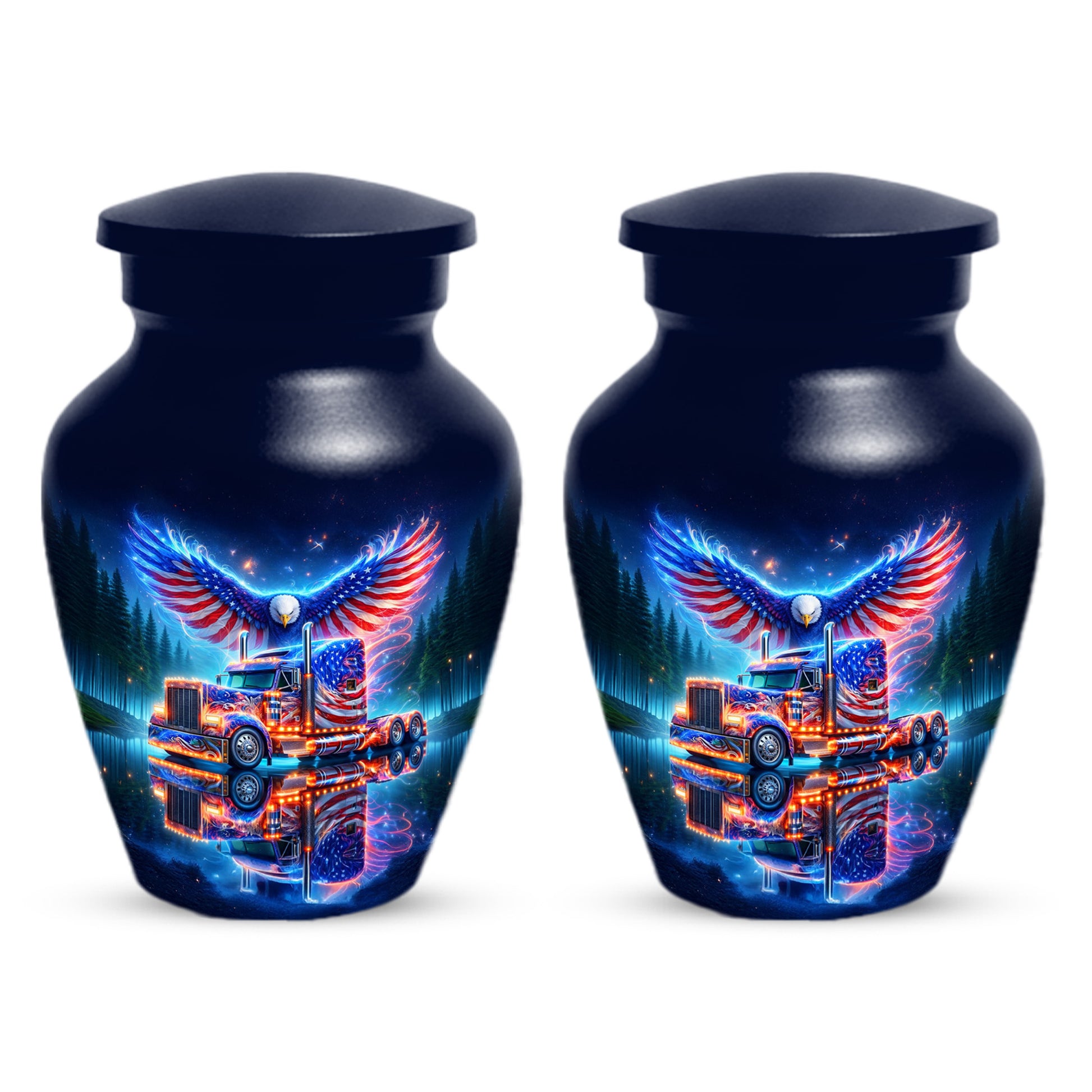 Patriotic Eagle Truck Urn for Dad | Personalized Memorial Cremation Urns for Men