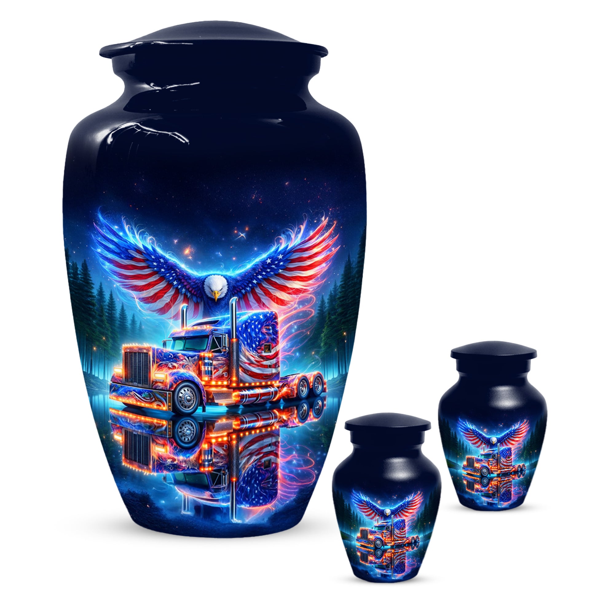 Patriotic Eagle Truck Urn for Dad | Personalized Memorial Cremation Urns for Men