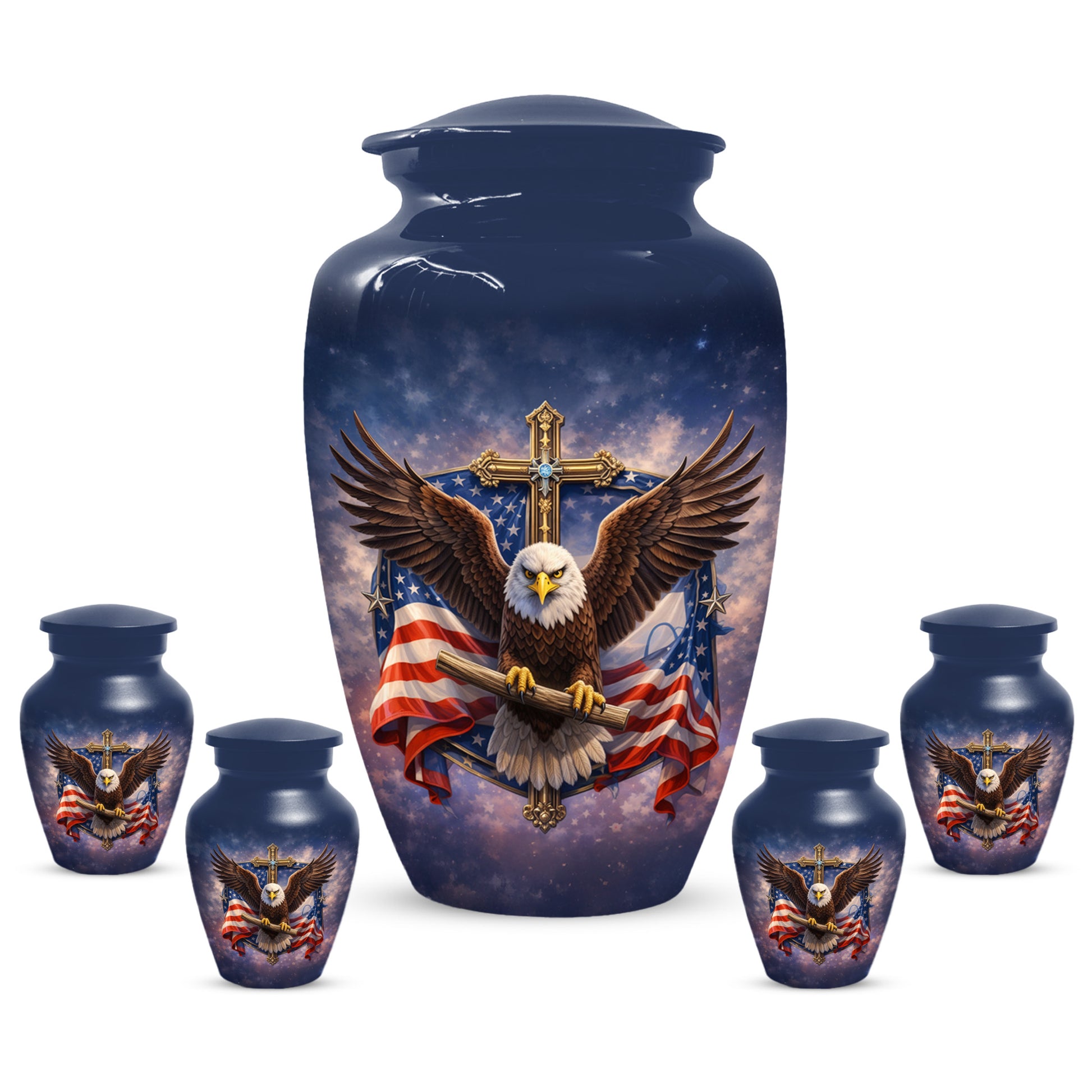 Eagle Cross Urn for Ashes - Patriotic Memorial Keepsake  | Christian Cremation Urn for Father